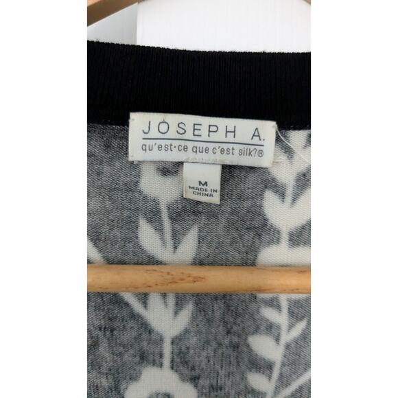 Joseph A Black and White Floral Cardigan Sweater - Picture 3 of 7